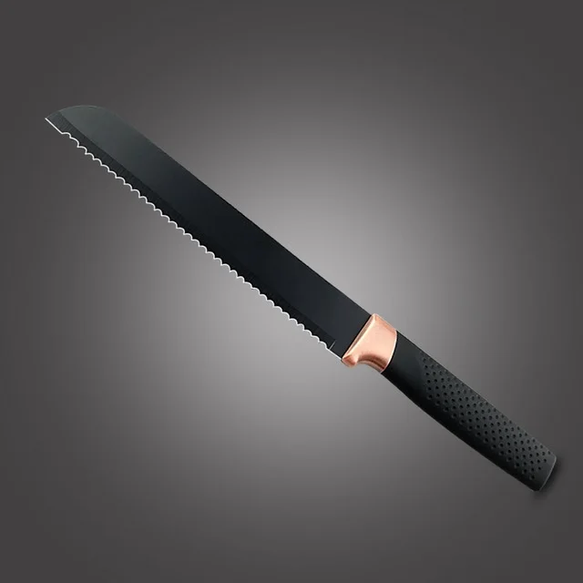 Кухонный нож шеф-повара, ножи из нержавеющей стали, Santoku, нож для мяса, хлеба, нож для очистки овощей, рыбы, нож 5CR15, резак для приготовления пищи - Цвет: 8 inch bread knife