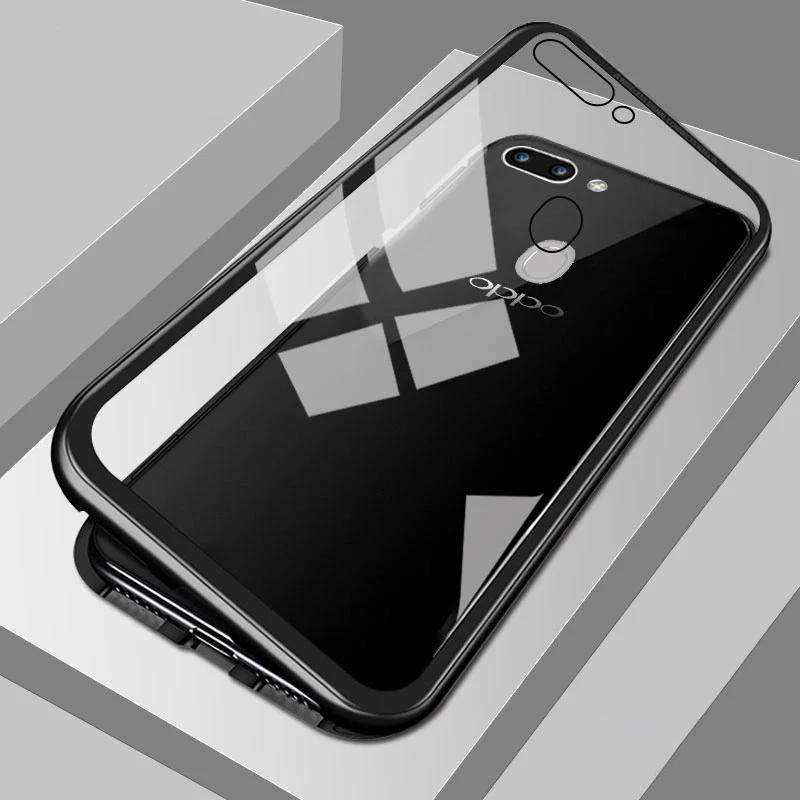 Магнитный флип-чехол для Oppo F9 Pro A7 A5 A3s, чехол 360, металлическая рамка, закаленное покрытие на заднюю панель для OPPO Realme 3 Pro XT A9, чехол