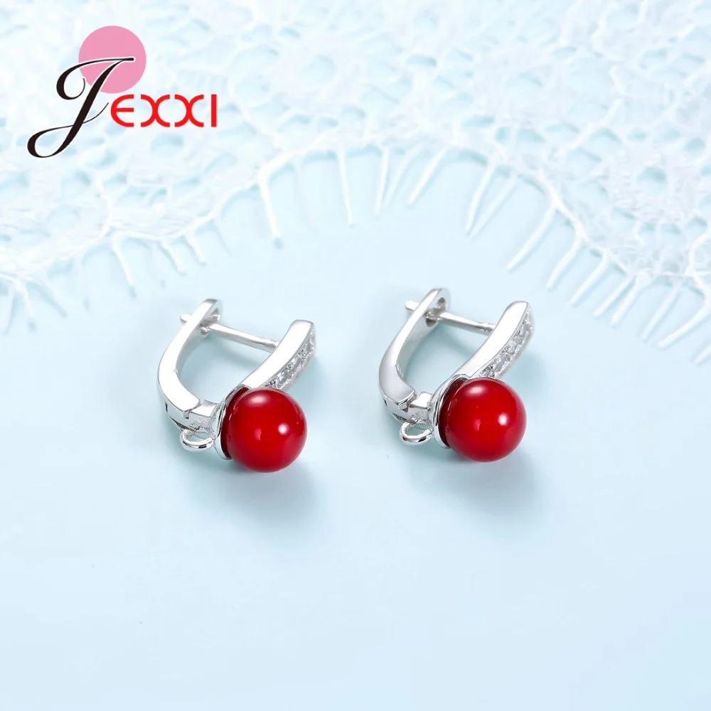 Модные серьги из стерлингового серебра 925 пробы красные бусины с четырьмя