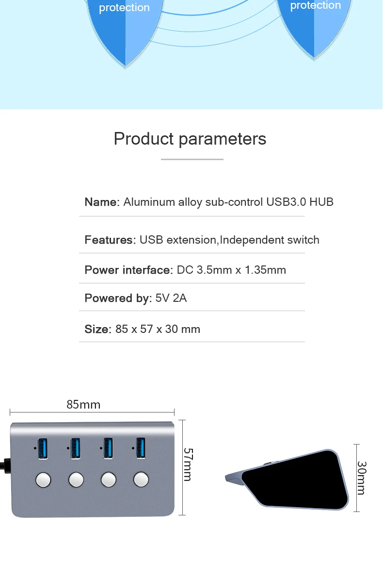 Суб-контроль переключатель 4-Порты и разъёмы USB 3,0 концентратор Алюминий сплав 60/100/150 см кабель до 5 Гбит/с Мульти USB разветвитель для настольного компьютера ноутбука