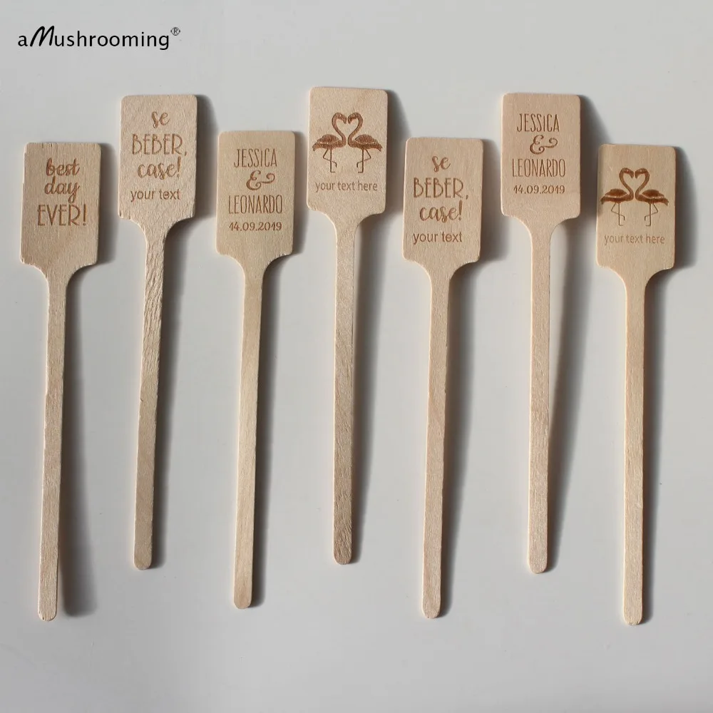 X100 персонализированные палочки для напитков мелких деревянные размешивания под