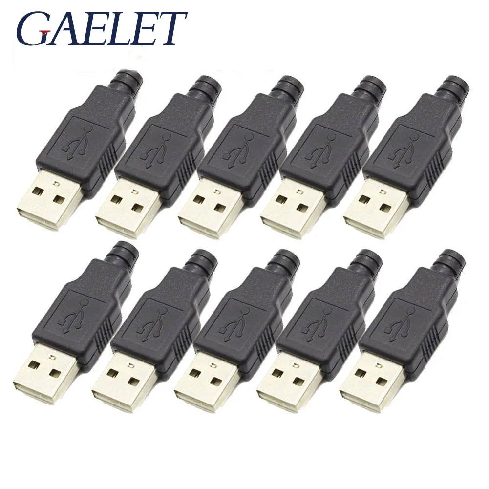 10 шт. Тип A входящий штекер USB 4 Pin разъем с черной Пластик крышка Стандартный