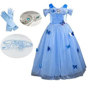 Детское платье принцессы без рукавов, с 10 бабочками