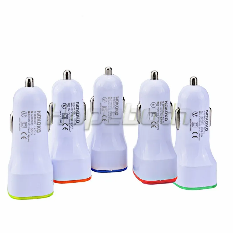 Hopeboth 100 шт. LED Light dual usb Port автомобильное зарядное устройство 2 порта адаптер 5 в 2.1A +