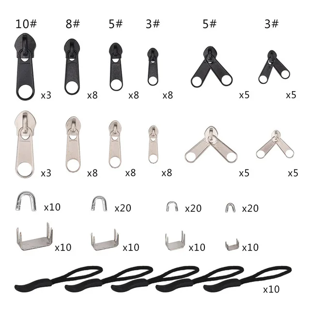 194 Pcs Zipper Kit 197 шт. Набор для ремонта молнии Сменные ползунки для установки плоскогубцы инструменты нейлоновый шнур застежки-молнии фиксатор Нескользящий Захват с коробкой - Цвет: 194 Pcs Zipper Kit
