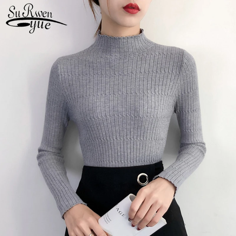 Autumn and Winter Slim Knitted Pullovers Sweater Women Fashion 2018 Long Sleeve Solid Bottoming 0991 40 | Женская одежда