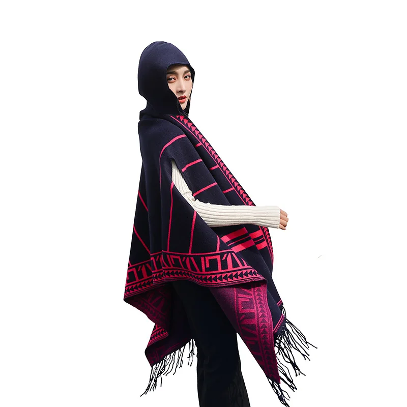 JB2 2018 большой шарф зимний плед полосатый Пашмина женский стиль летучая мышь