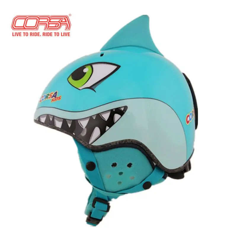 shark blue Новинка, детский лыжный шлем, Сверхлегкий, детский, динозавр, съемный, для катания на коньках, лыжах, велоспорта, зимний, для сноуборда, шлем для мальчиков, безопасность - Цвет: shark blue