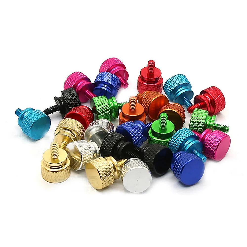

10Pcs 6#-32*6mm Aluminum Alloy Computer Chassis Colorful Screws US Coarse Teeth 3.5mm Knurled Head Screw Hand Twist Bolt