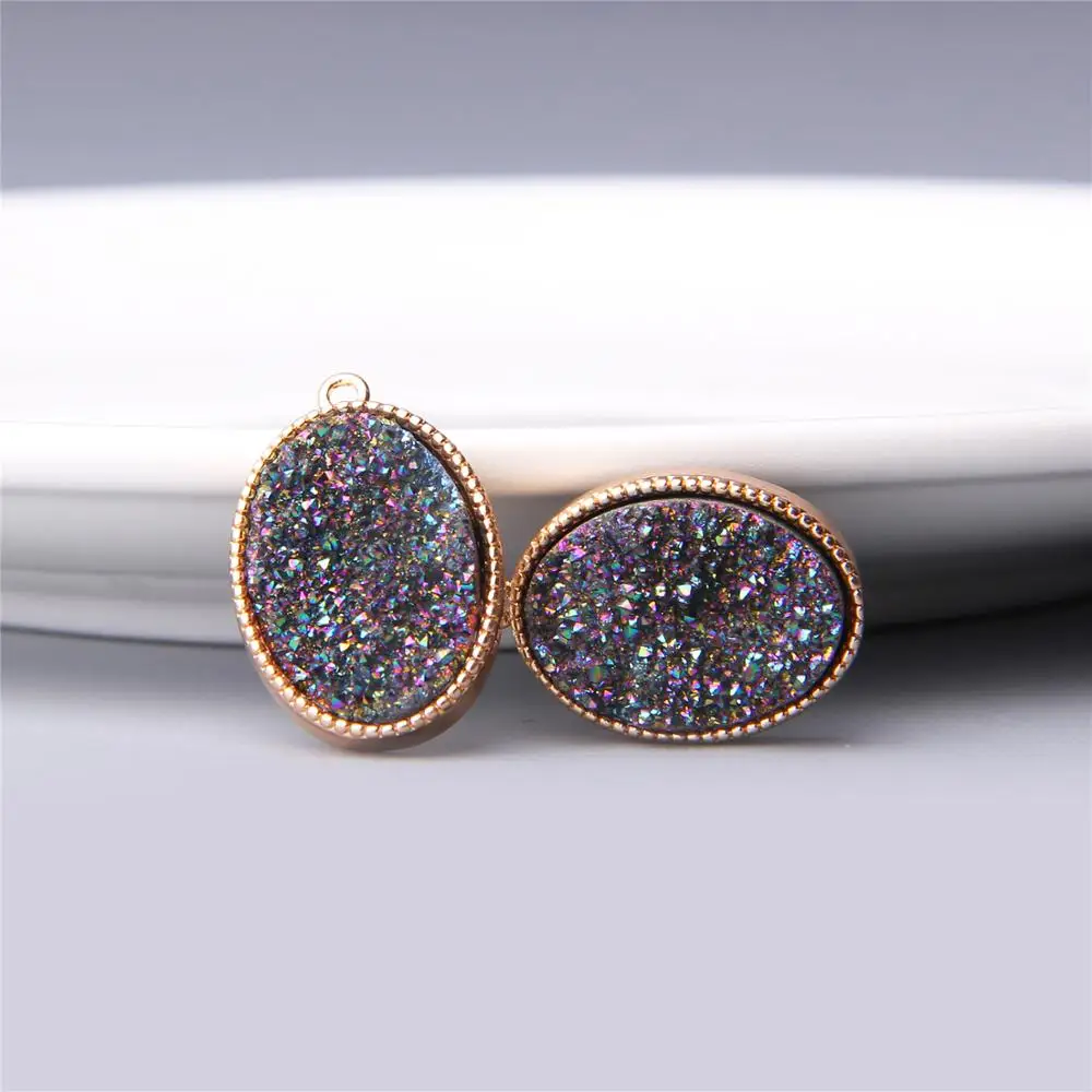 Нестандартный Золотой натуральный кулон агатес druzy Подвеска с кристаллом кулоны