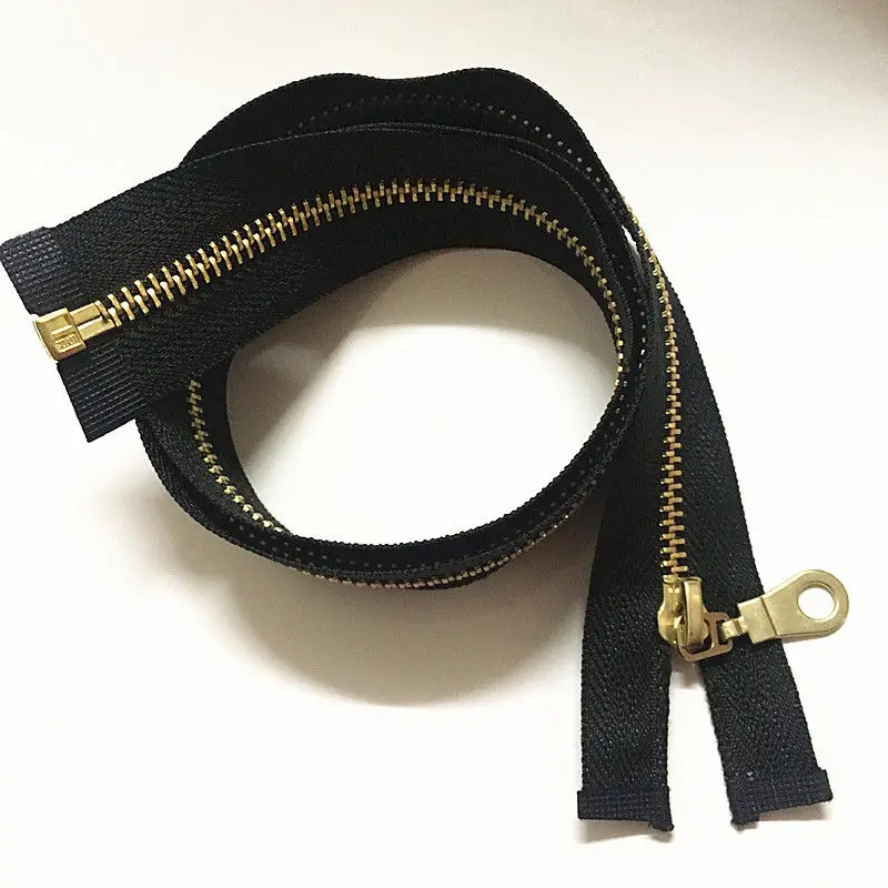

1pcs 28Inch Jacket Style Brass Metal Separator Zipper On Black Nylon Coil Zipper