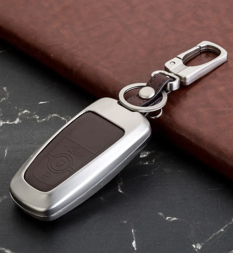 3 button brown Подарочный автомобильный брелок для ключей, держатель цепи для Ford Mondeo Explorer Edge Expedition F-450 F-350 F250 F150 Fusion Mustang Everest - Название цвета: 3 button brown