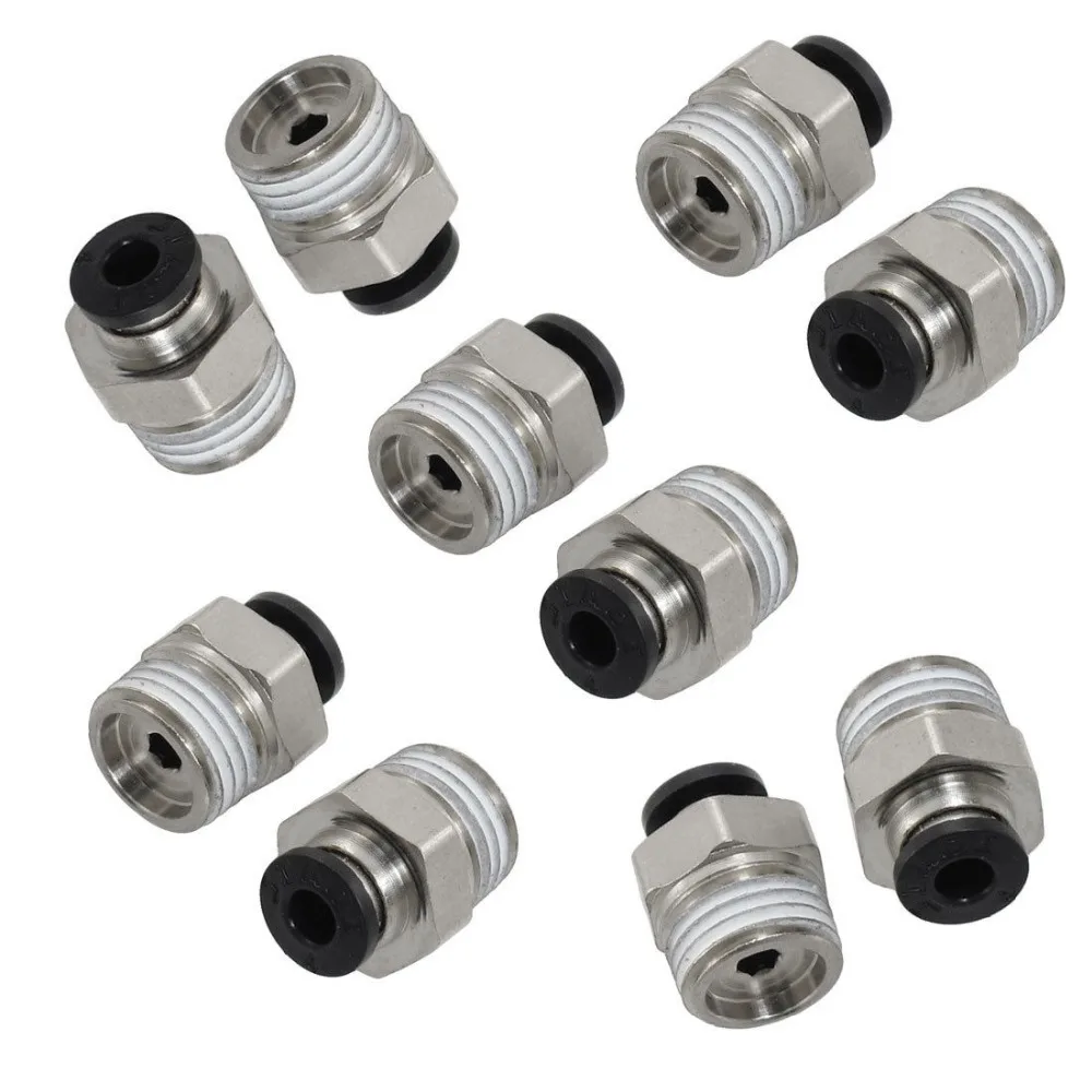 

10 Pcs 1/4" PT Male Thread 4mm Push In Joint Pneumatic Connector Quick Fittings