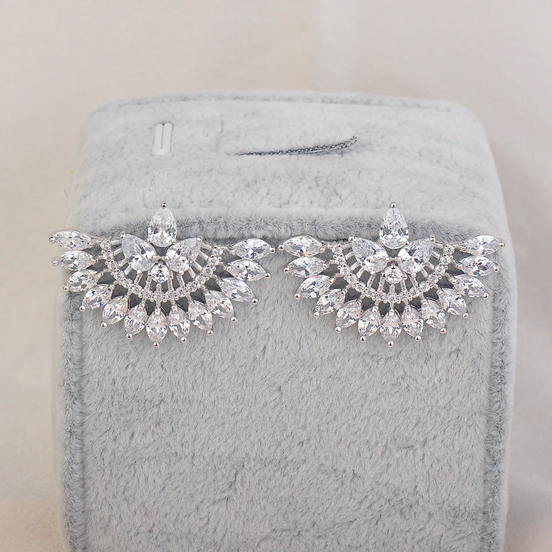 Женские серьги гвоздики с серебряным покрытием GAOLA зеленый цирконий ювелирные