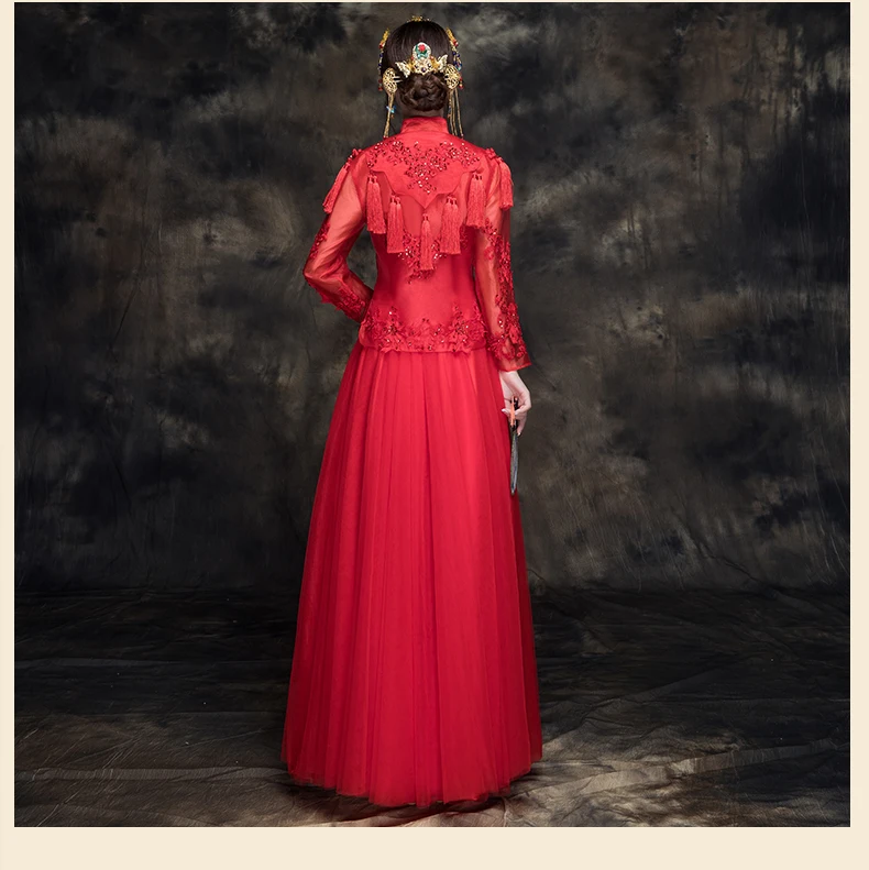Женское платье Ципао Xiu he красное для свадьбы в китайском стиле 2019|dress cheongsam|cheongsam