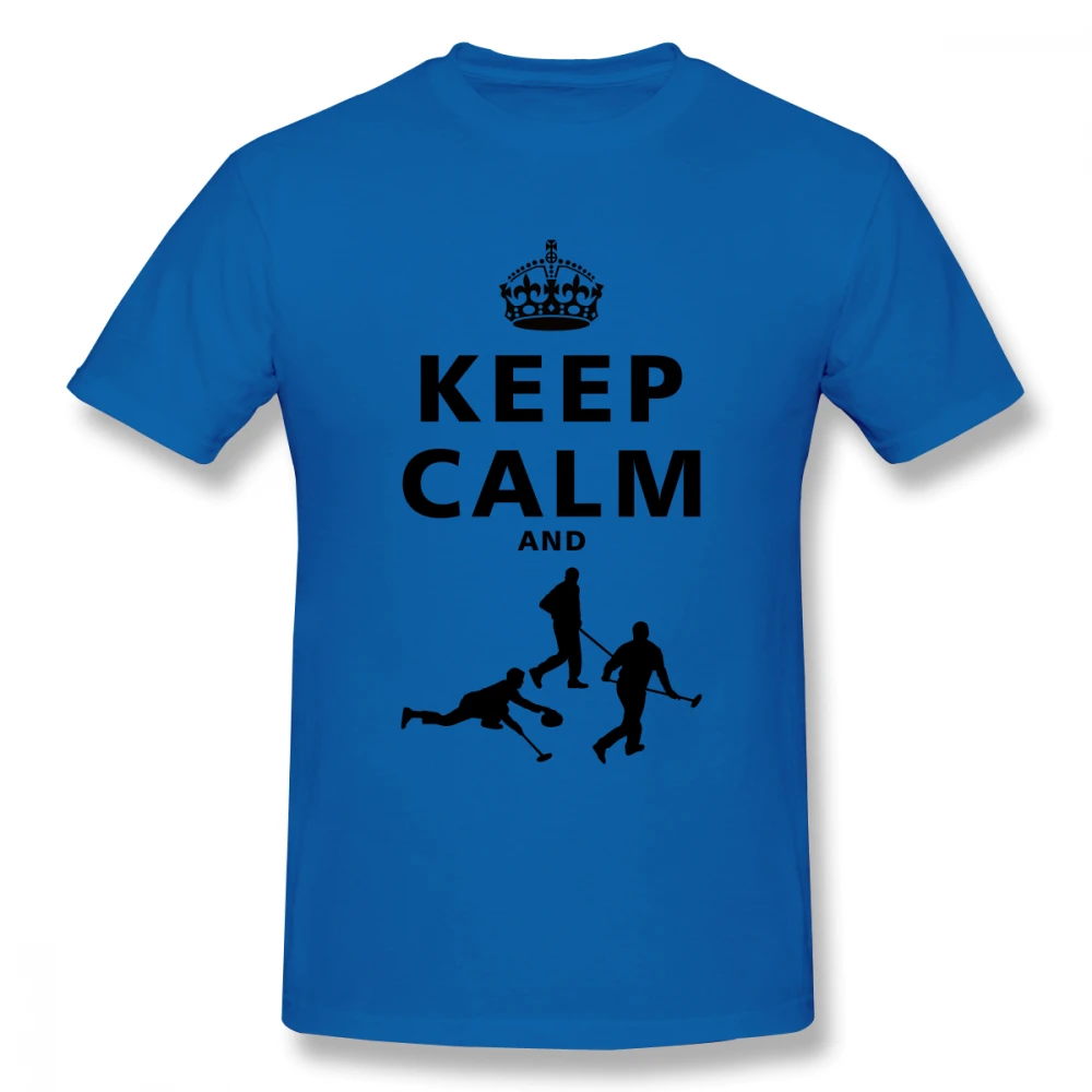 Keep Calm Play Curling Men's Short Sleeve T Shirt Handmade Classic Tee for man | Мужская одежда