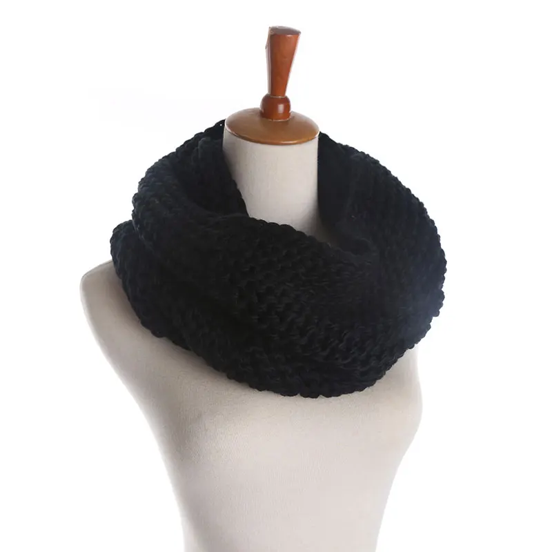 Famous brand large winter scarves knitted muslim hat women Wool head thickening Collar Warm scarf female Solid color 70*40cm | Аксессуары