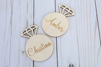 diamond ring bridal shower place card engraved wood place card save the date magnet