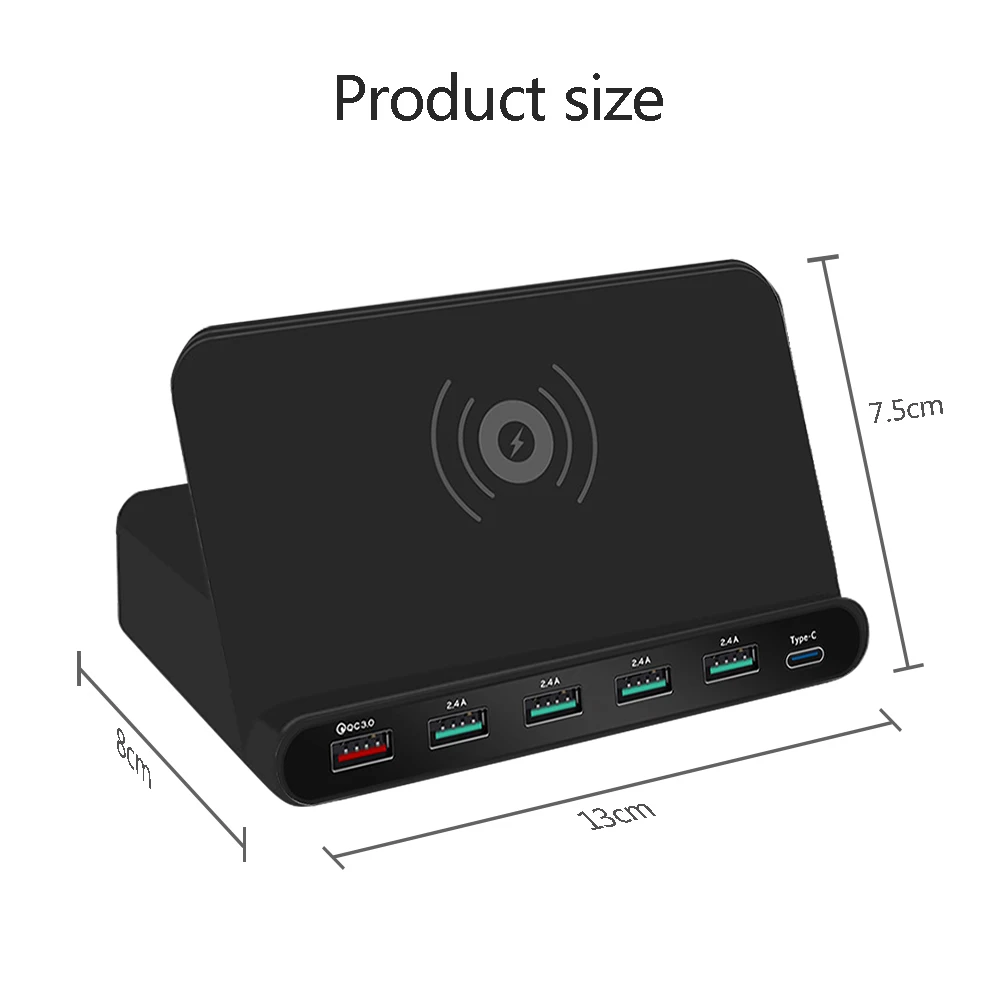 7 в 1 Беспроводное зарядное устройство QC 3 0 Quick Charge 5 USB портов Type C зарядная док