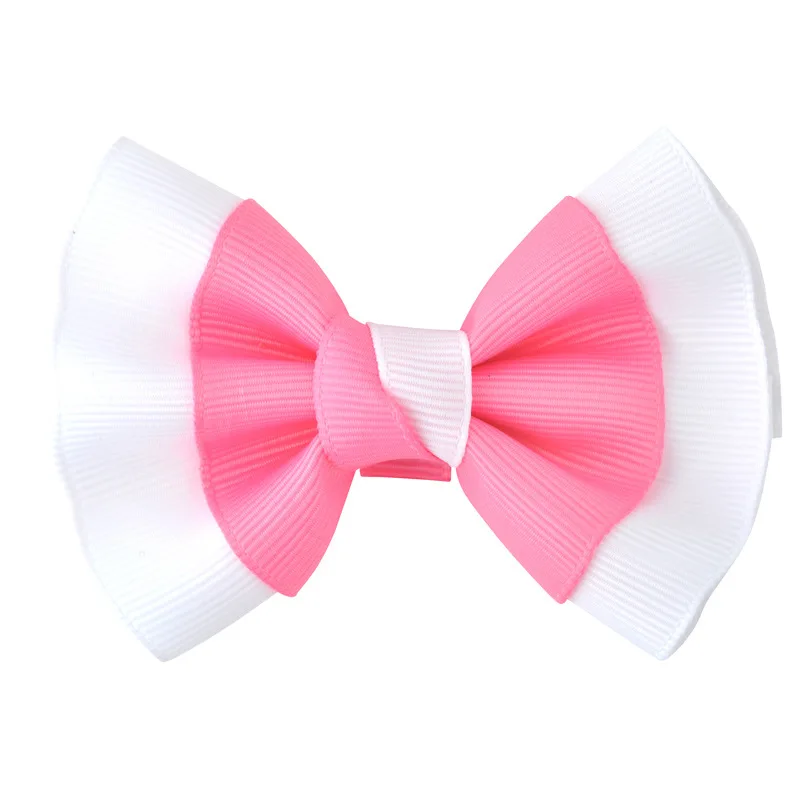 

MengNa 3" Girls Grosgrain Ribbon Hair Bow with Clips Two Color Ribbon Hairbow Kids Hairpins Hair Barrettes 60pc/lot