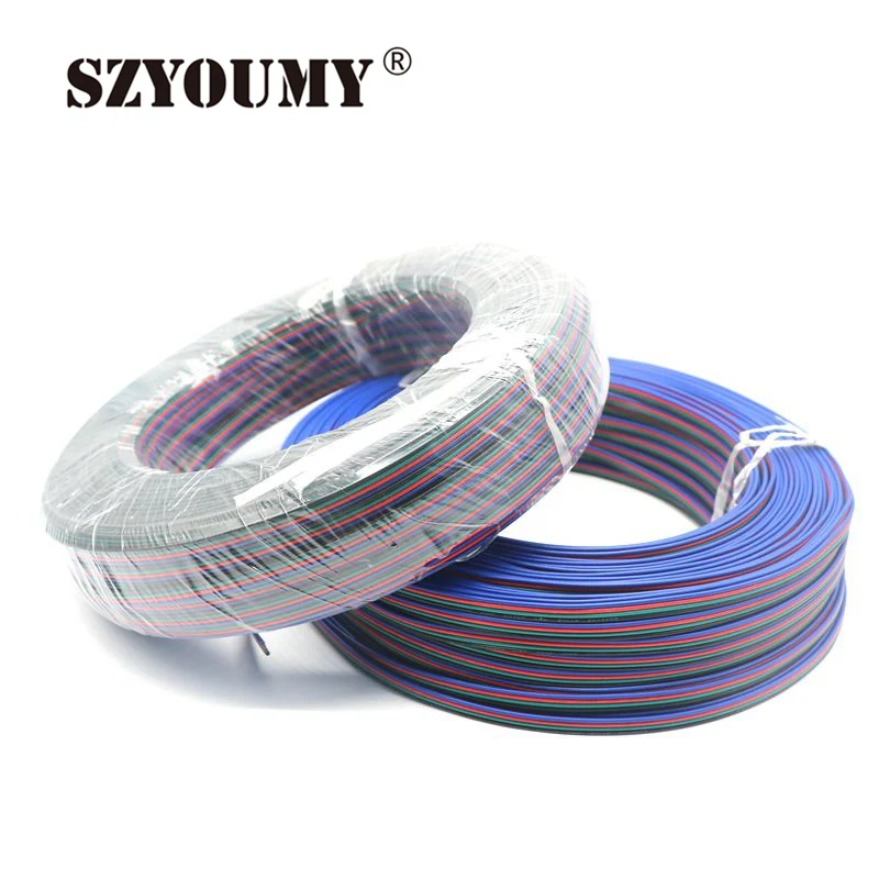 SZYOUMY 200 м 4 контактный кабель для 5050 3528 RGB Светодиодная лента модуль расширения