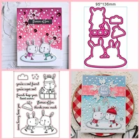 bunny metal cutting dies and clear stamp diy handicraft embossing paper card photo album making handmade template