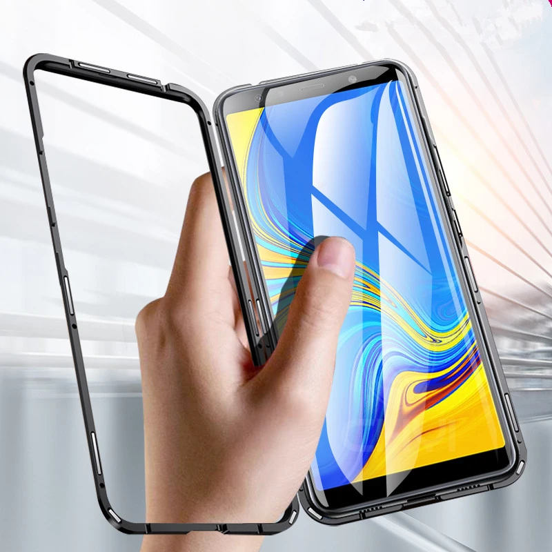 Для Samsung M20 M30 J4 J4Plus J6 A7 2018 A9 C7 S10 Plus металлическая задняя крышка из закаленного