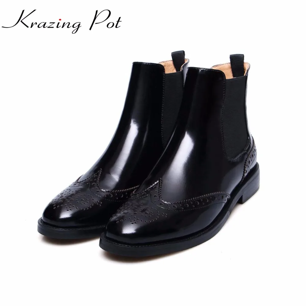 Krazing Pot/2019 из коровьей кожи на низком каблуке в стиле Гладиатор с круглым носком