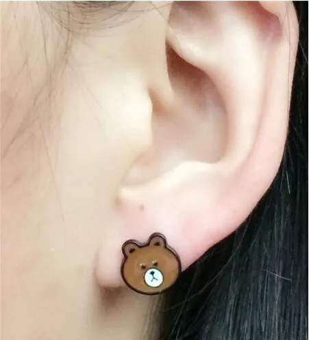 Женские эмалированные серьги гвоздики в виде медведя|jewelry making supplies wire|jewelry