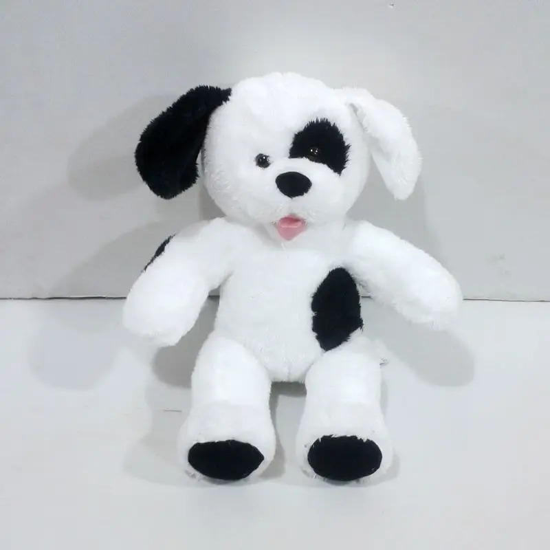 

Candice guo! super cute plush toy lovely cartoon black & white spotty dog puppy soft stuffed doll birthday Christmas gift 1pc