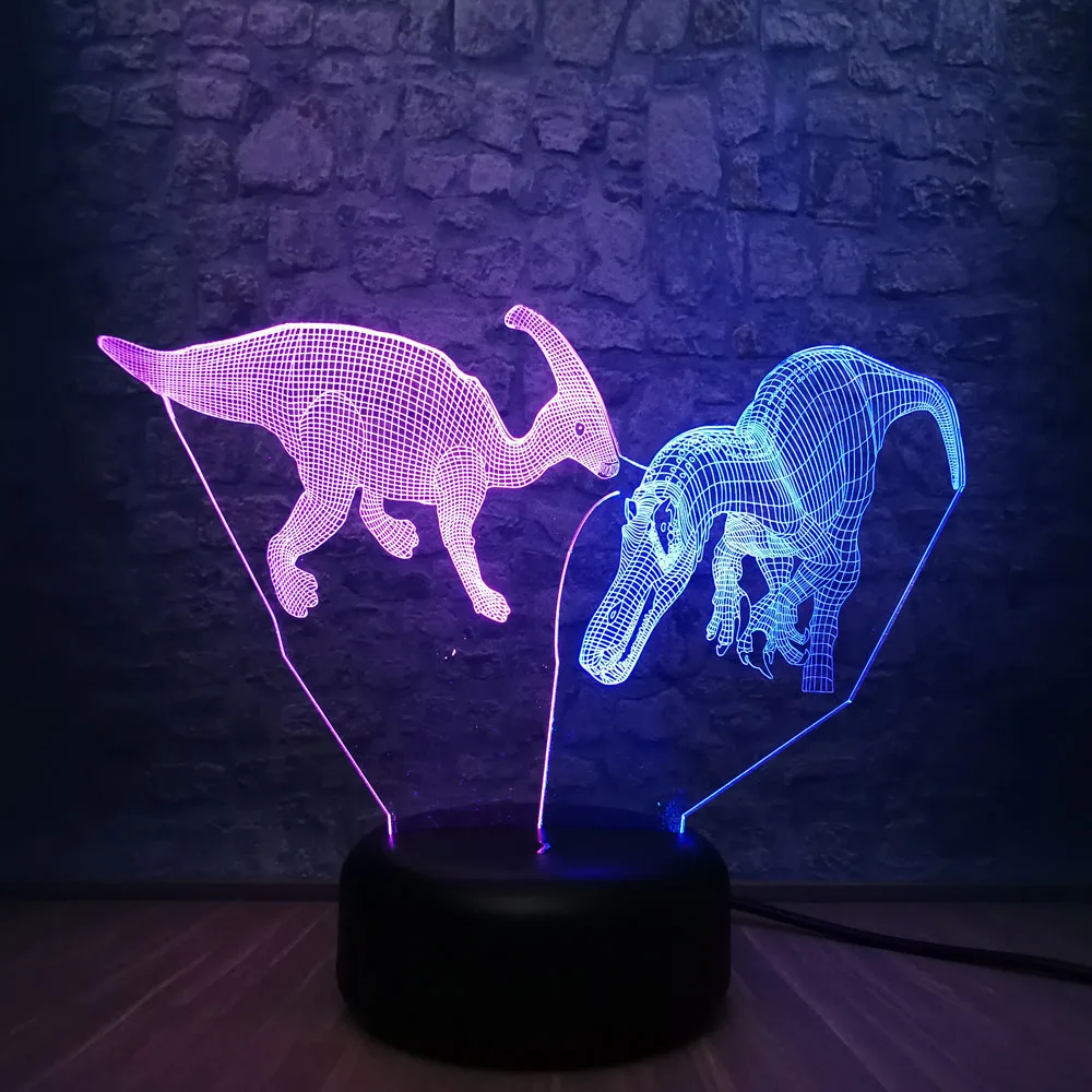 Новинка Животное Динозавр 3D лампа смешанные цвета спальный ночной Светильник