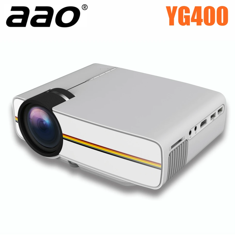 Светодиодный мини проектор AAO YG400 для домашнего кинотеатра портативный