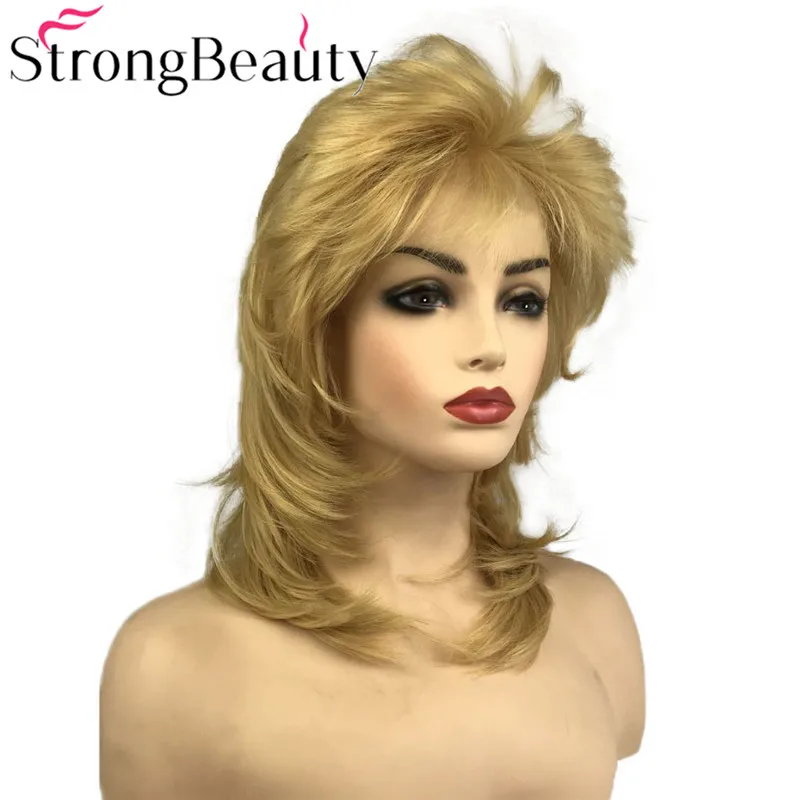 StrongBeauty парик фронта шнурка натуральный прямой синтетический средний длинный парик Желтый Золотой светловолосый парик для женщин