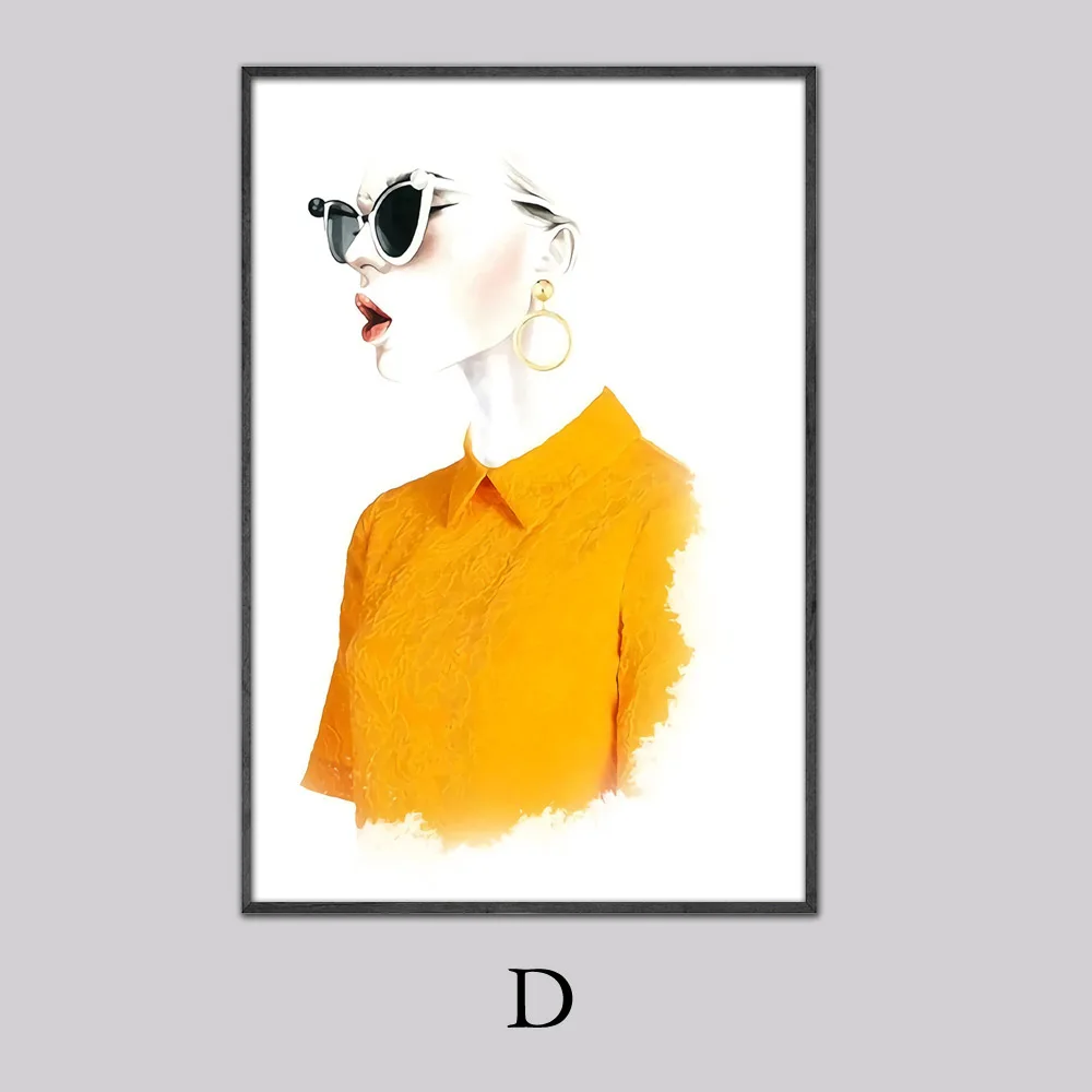 D NOOG Cuadros Vogue рисунок цитаты плакаты и принты холст настенный поп-арт черно-белая живопись декоративная картина скандинавский Декор - Цвет: D