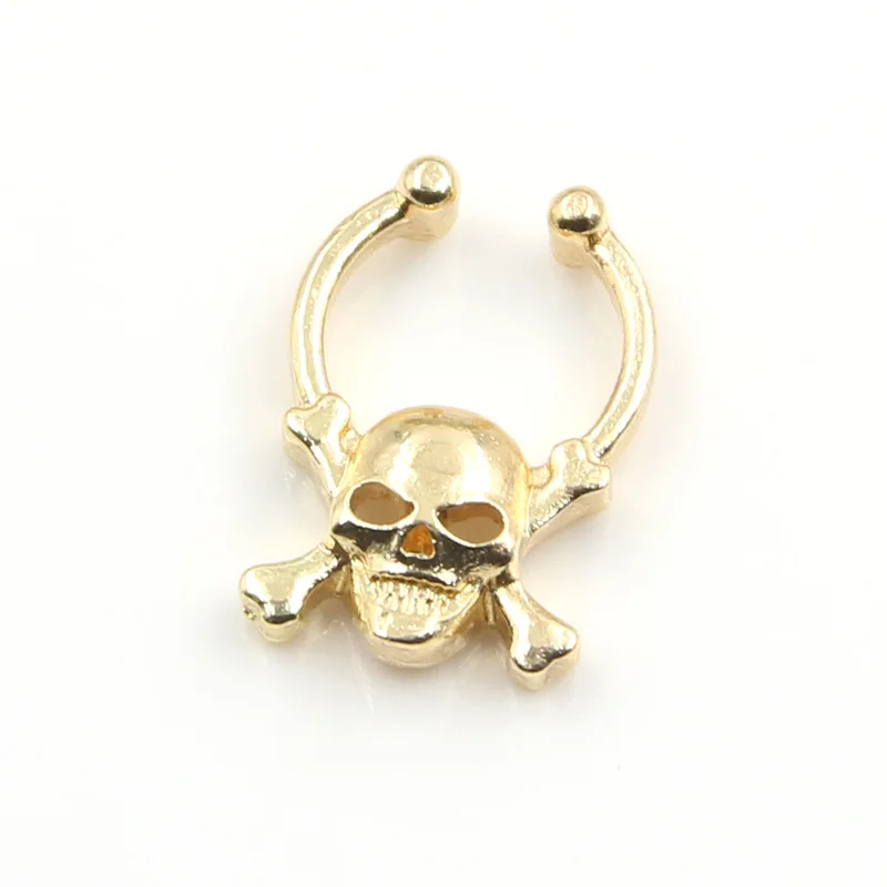 Body Jewelry Real 2019 New Wholesale Skull Alloy Nose Clip 3pcs/lot Fake Septum Piercing Hoop Ring Gift For Women - купить по