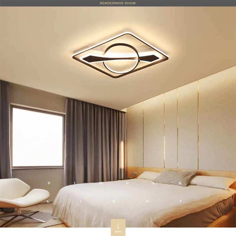 

Led ceiling lamps rectangular simple living room bedroom dining room Indoor Lighting RC Dimmable Pendant light