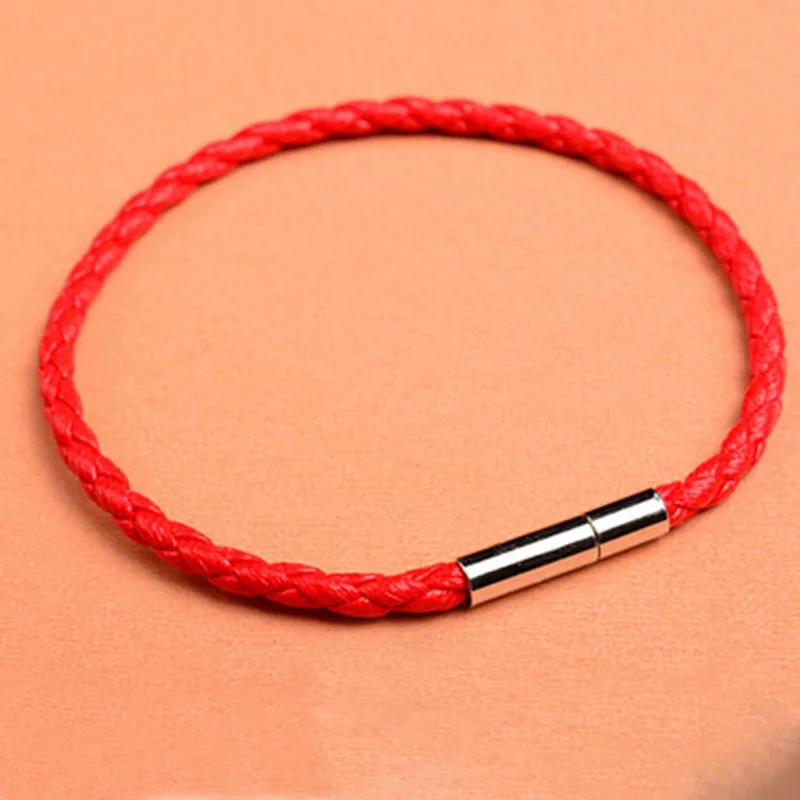 

Красный браслет для женщин и мужчин, браслеты, черные кожаные браслеты с красной нитью, браслет с подвесками, подарки, модные украшения