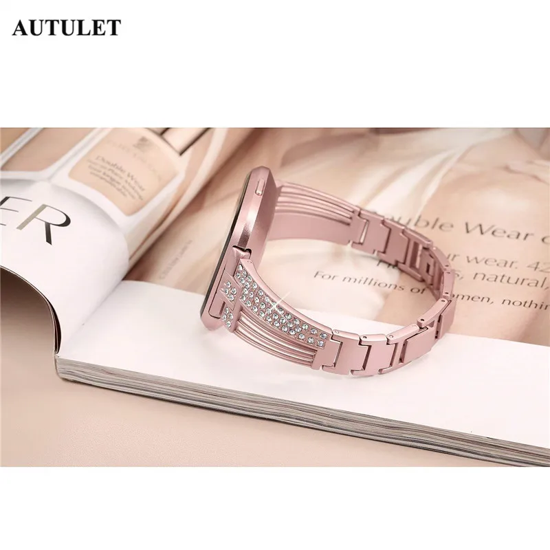 Replacement bands Fitbit Versa metal strap stainless steel bling bracelet wristband for women accessories price | Наручные часы