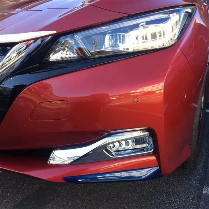 

WELKINRY car auto cover styling For Nissan Leaf ZE1 2018 ABS chrome front head fog lamp light trim