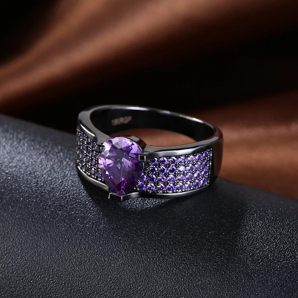 Женское кольцо с черным фианитом в стиле ретро|cubic zirconia ring|women ringszirconia ring |