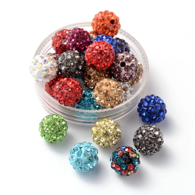 

PandaHall 100pcs 10mm Polymer Clay Rhinestone Loose Pave Disco Ball DIY Beads for Jewelry Findings Accessories Grade A Round