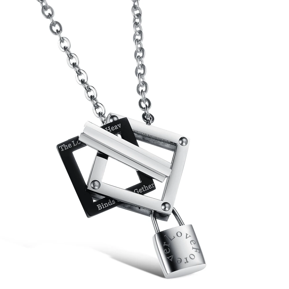 Подарок на день Святого Валентина кулон с замком из нержавеющей стали для его и