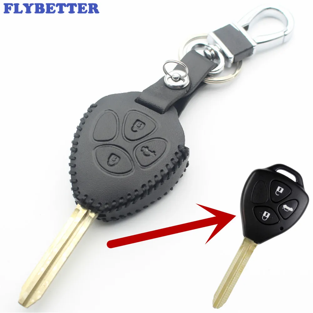 FLYBETTER чехол для ключей с кнопками из натуральной кожи 3 Toyota Prado/Mark/Corolla/Camry/Reiz/Crown