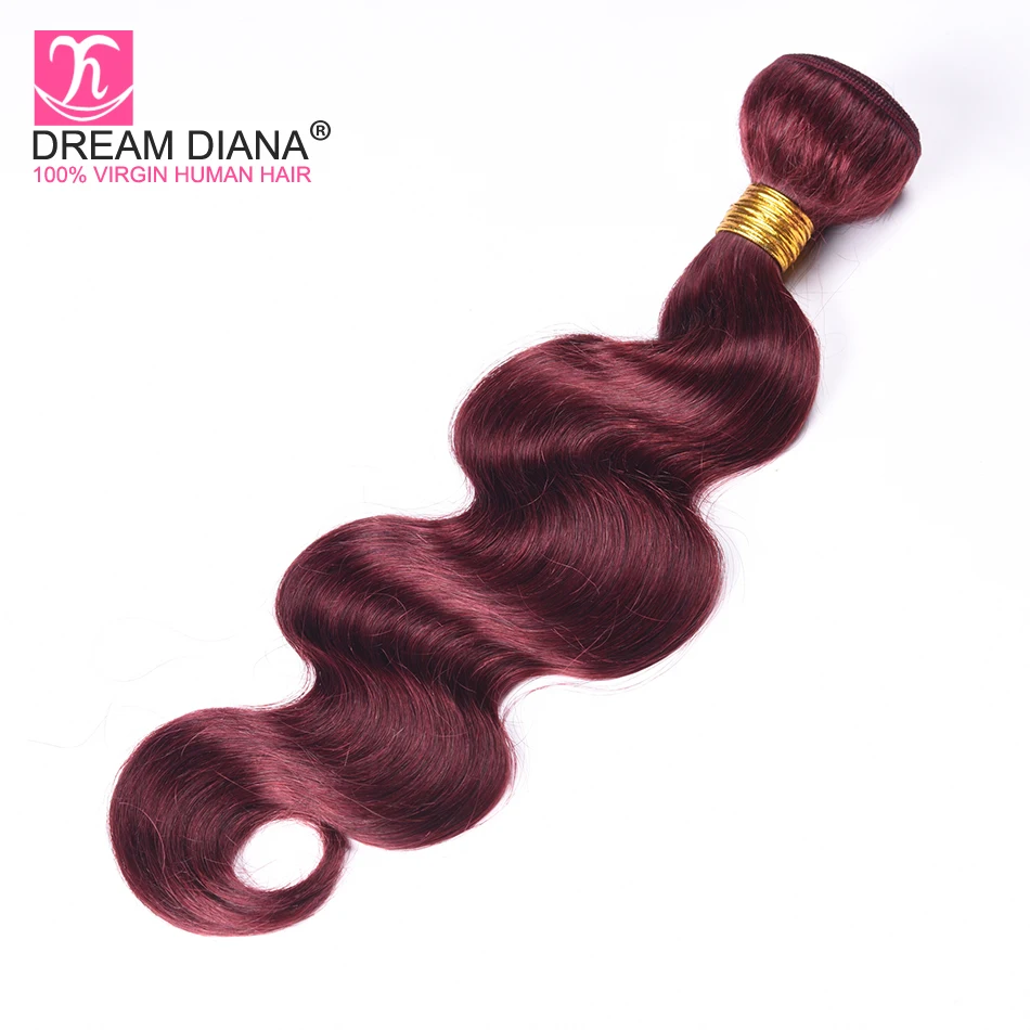DreamDiana цвет 99j пучки волос средства ухода за кожей волна Красное вино ткань Remy