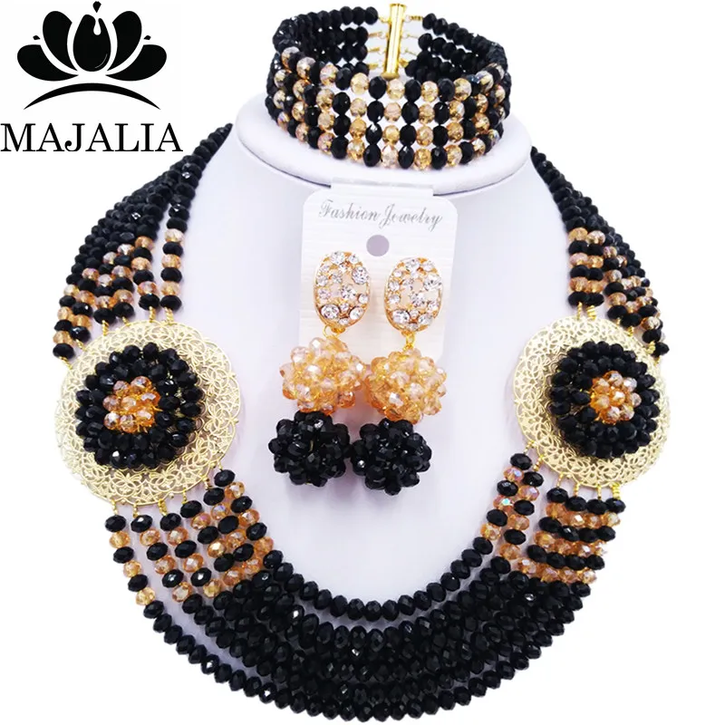 Majalia Романтический нигерийский Свадебный комплект ювелирных изделий с