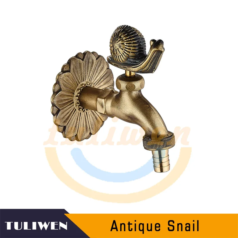 Snail-Antique Декоративный античный латунный садовый открытый кран, кран для холодной воды-с набором латунных быстроразъемов для 1/" дюймового шланга - Цвет: Snail-Antique