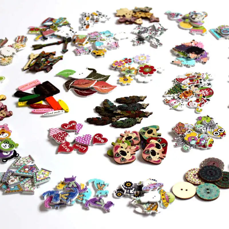 40-50 шт. деревянными пуговицами смешанные Швейные аксессуары 2 деревянная кнопка с