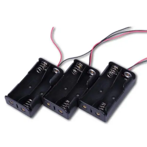 

5 PCS Plastic Battery Storage Case Box Holder For2 X AA 2xAA 3V with wire leads