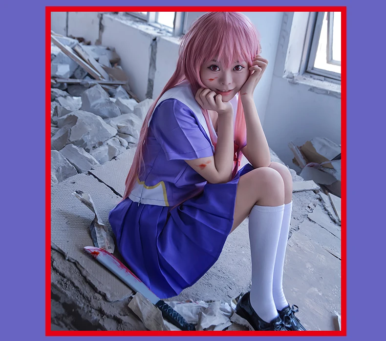 Аниме дневник будущего гасаи платье Yuno с париком косплей костюм Mirai Nikki школьная