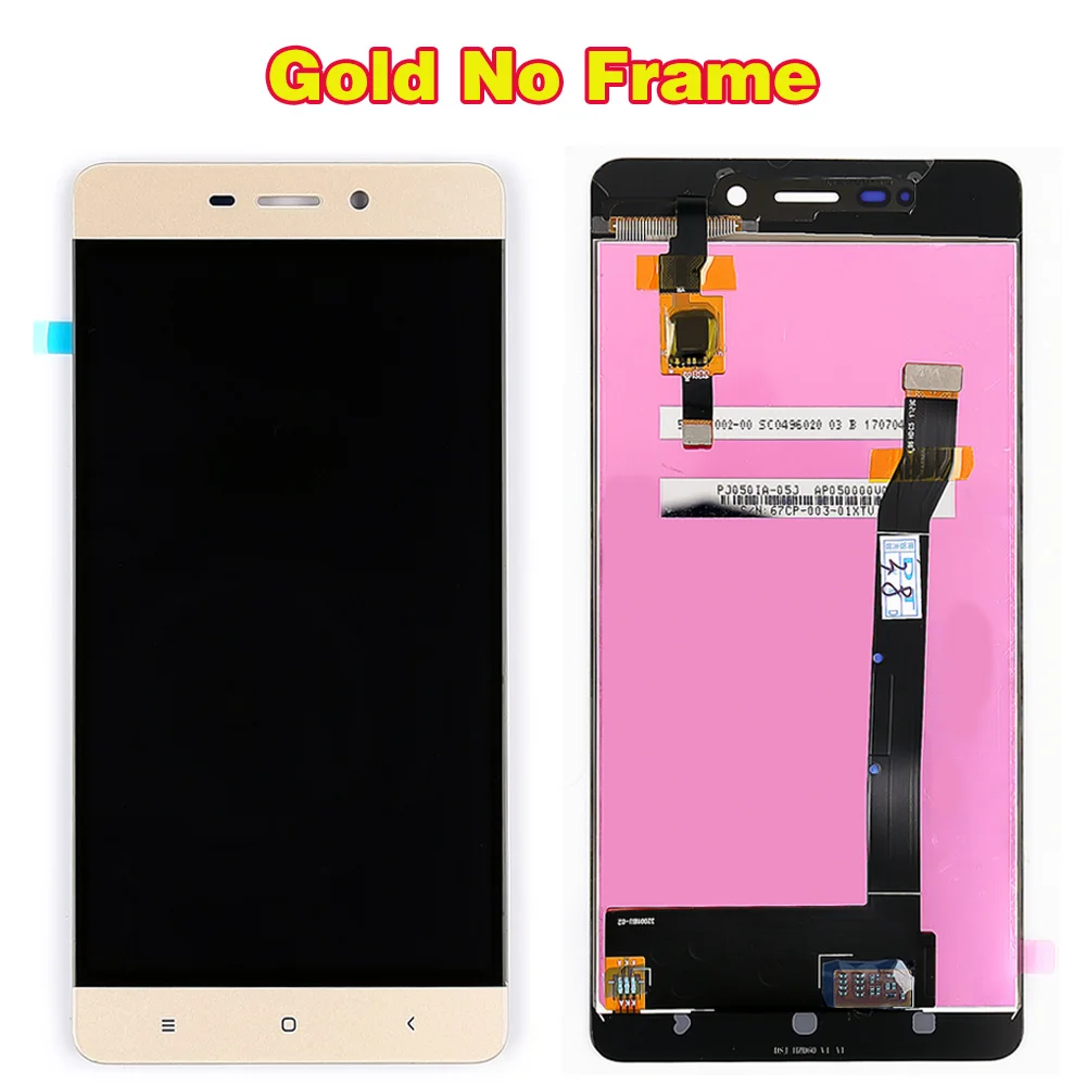 Gold Without Frame Fansu ЖК-дисплей для Xiaomi Redmi 4(2 ГБ ОЗУ 16 Гб ПЗУ) 5,0 дюймов кодирующий преобразователь сенсорного экрана в сборе 1280*720 Бесплатные инструменты стеклянная пленка - Цвет: Gold Without Frame